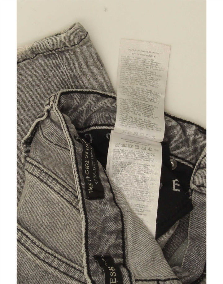 Guess Jeans Ajustados Rectos Desgastados Para Mujer W27 L28 Poliéster Gris
