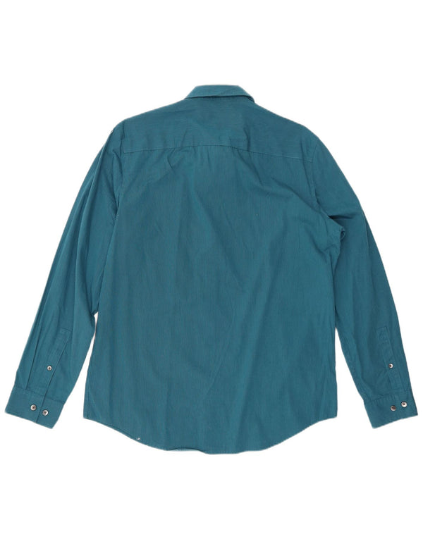 Camisa CALVIN KLEIN Hombre Azul Medio Algodón Rayas