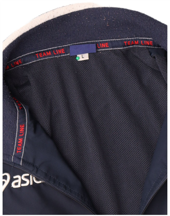 Asics Mens Chándal Top Chaqueta Grande Azul Marino Poliéster