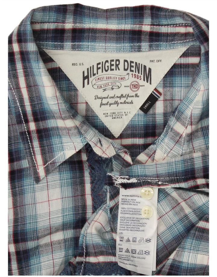 Camisa Tommy Hilfiger para mujer UK 10 Small Blue Check Cotton