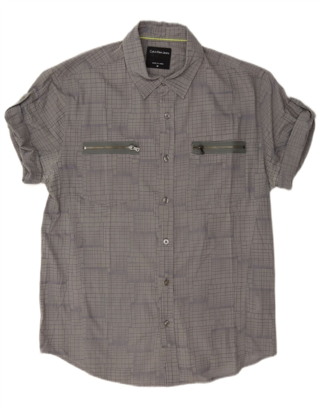 Camisa Calvin Klein Jeans Hombre Algodón A Cuadros Gris Medio