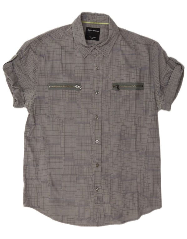 Camisa Calvin Klein Jeans Hombre Algodón A Cuadros Gris Medio