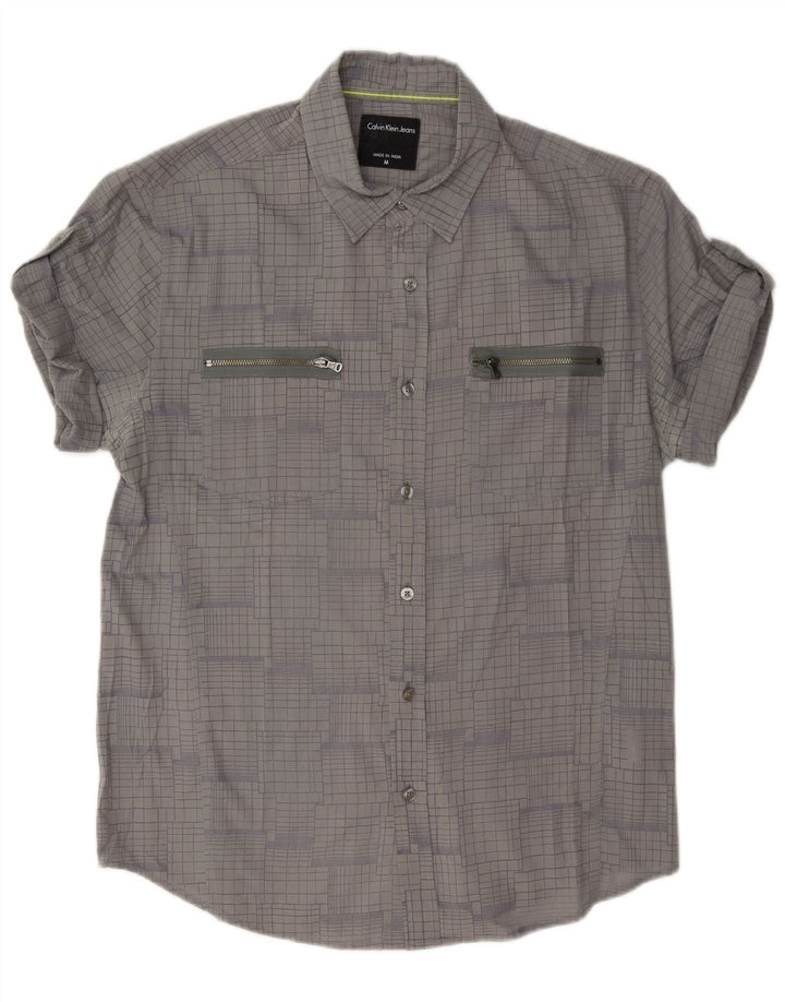 Camisa Calvin Klein Jeans Hombre Algodón A Cuadros Gris Medio