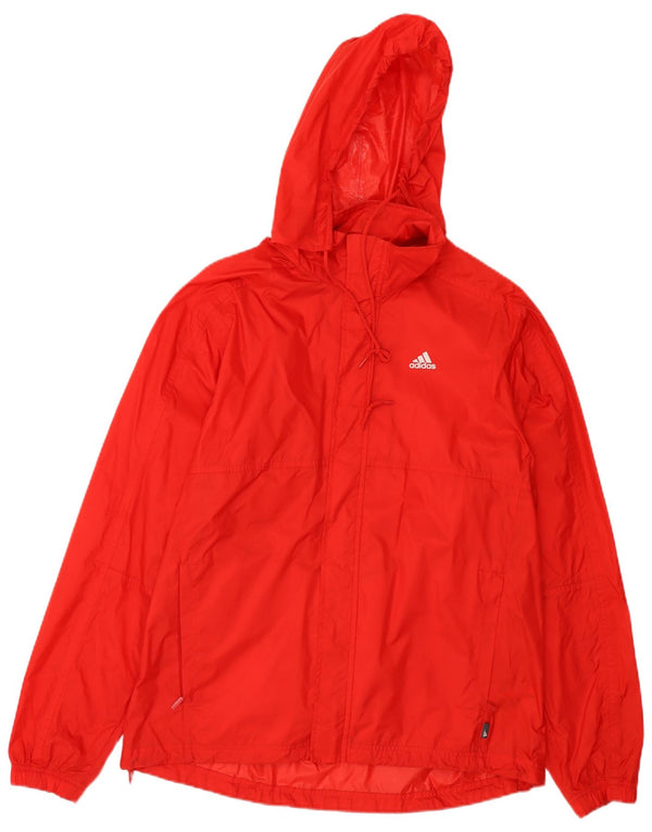 ADIDAS Chaqueta impermeable con capucha gráfica para hombre UK 36 Small Red Nylon