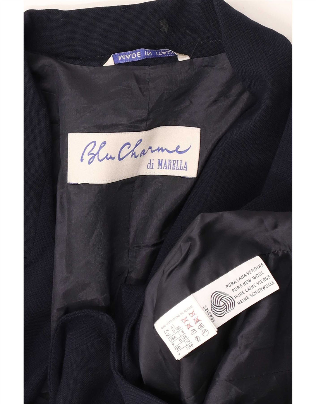 Marella Chaqueta Blazer de 1 Botón para Mujer UK 10 Small Lana Virgen Azul Marino