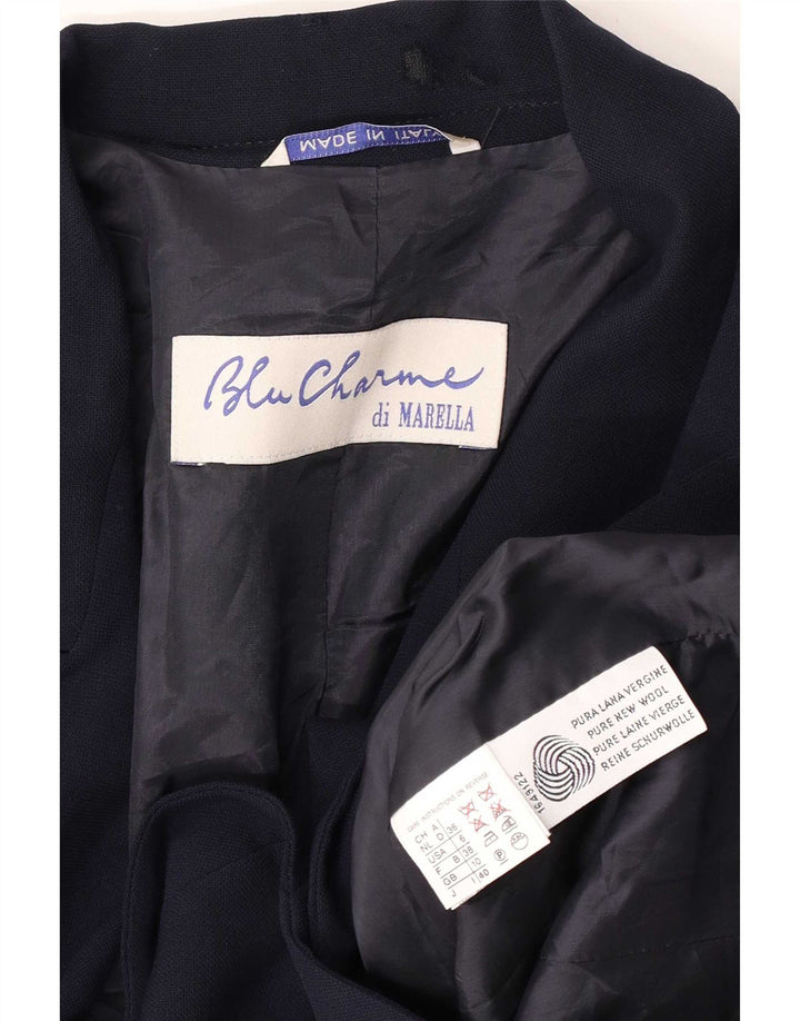 Marella Chaqueta Blazer de 1 Botón para Mujer UK 10 Small Lana Virgen Azul Marino