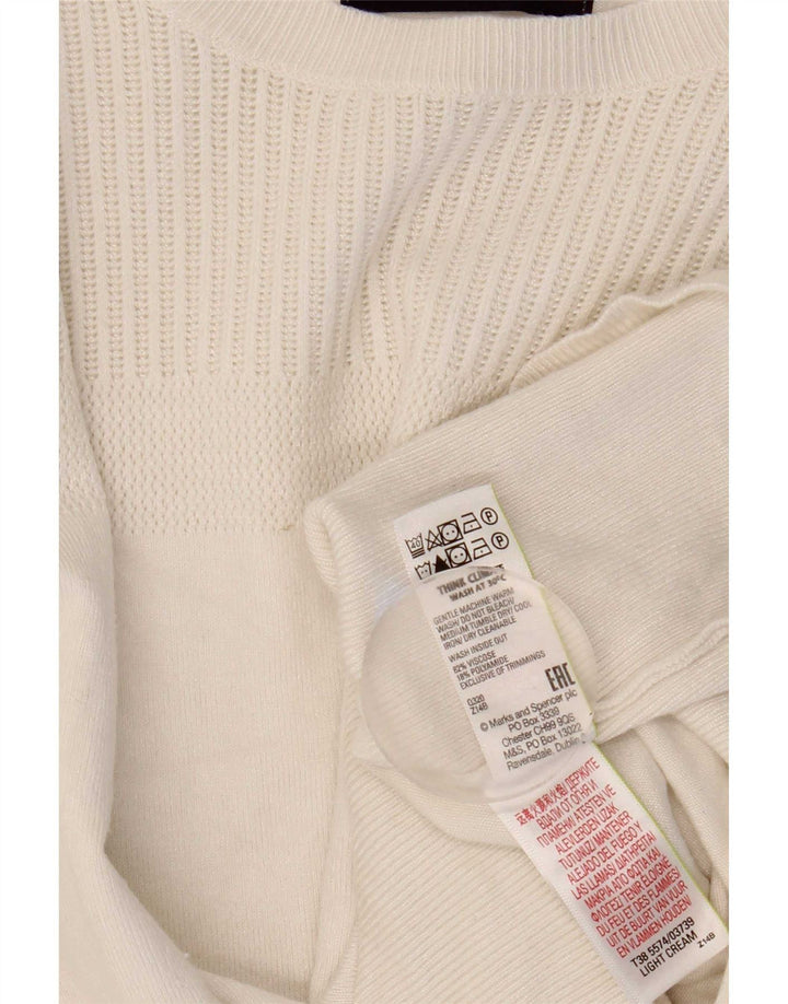 Marks & Spencer Suéter tipo jersey con cuello redondo para mujer UK 14 Medium Off White