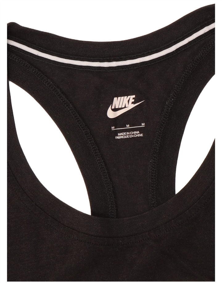 NIKE Mujer Gráfico Chaleco Top UK 12 Mediano Negro