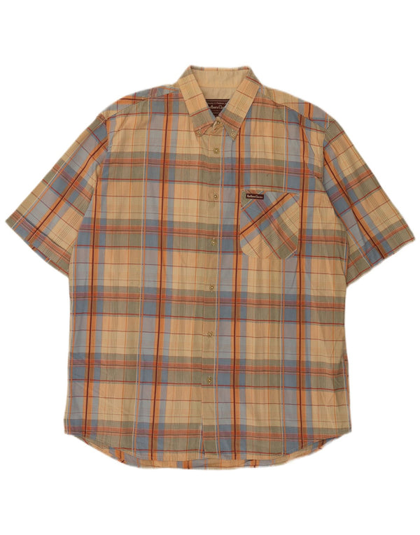Marlboro Classics Camisa Manga Corta Hombre XL Beige Cuadros Algodón