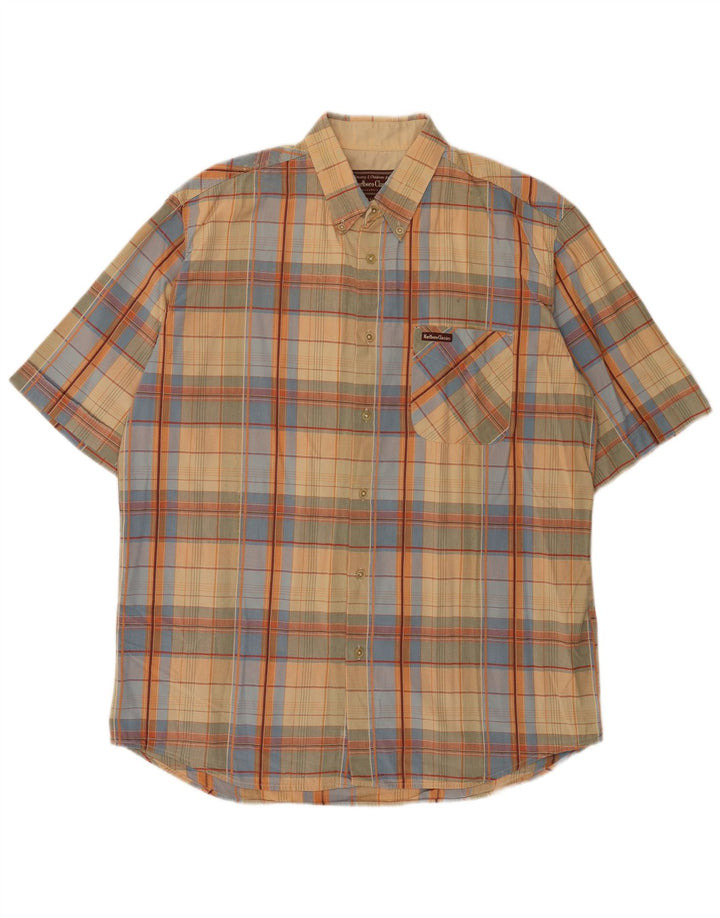 Marlboro Classics Camisa Manga Corta Hombre XL Beige Cuadros Algodón