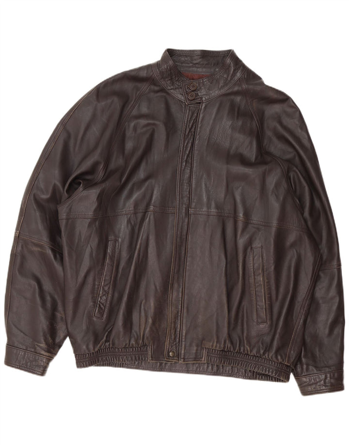Chaqueta de cuero vintage para hombre IT 62 4XL Negro