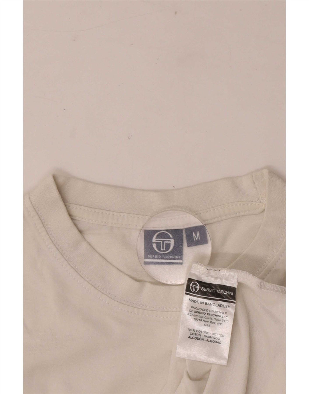 Sergio Tacchini Hombre Camiseta Top Medio Blanco Colorblock Algodón