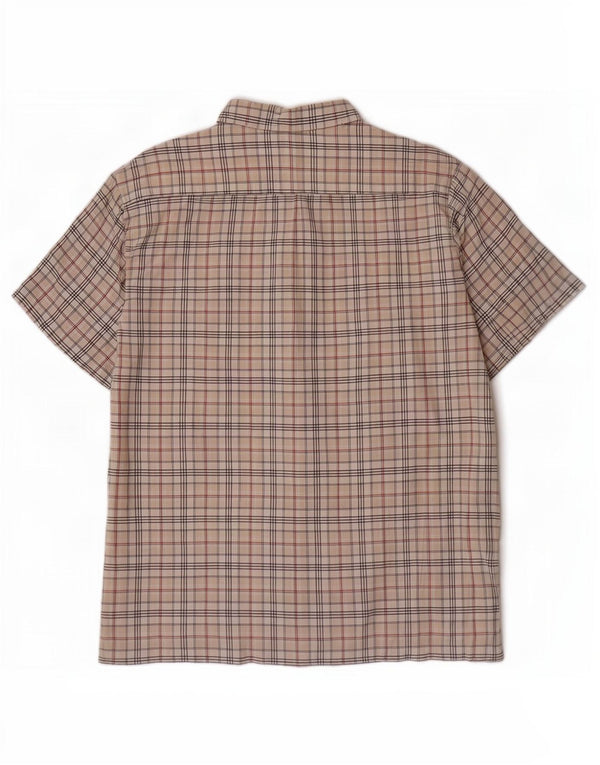 Tommy Hilfiger Mens Short Sleeve Shirt Large Beige Check Cotton