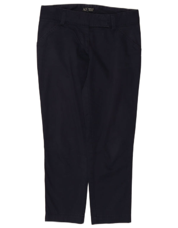 Armani Pantalón Casual Recto Mujer W27 L25 Algodón Azul Marino
