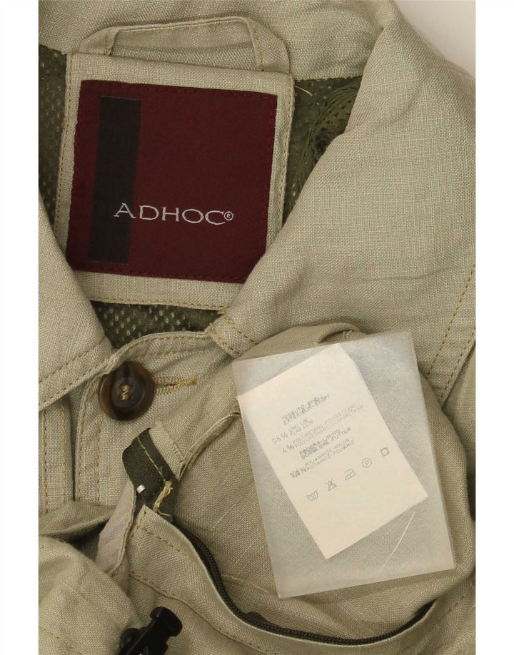 Adhoc Chaqueta utilitaria para hombre UK 38 Medium Khaki Linen Army