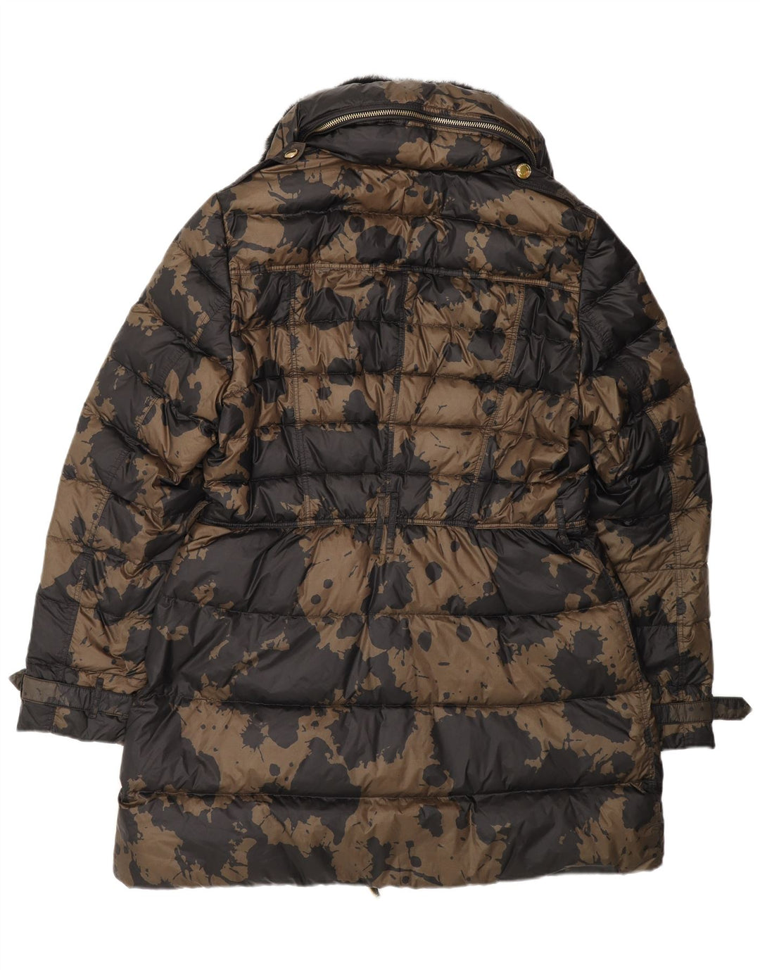 Burberry Abrigo acolchado estampado para mujer UK 18 XL Diseñador de camuflaje marrón