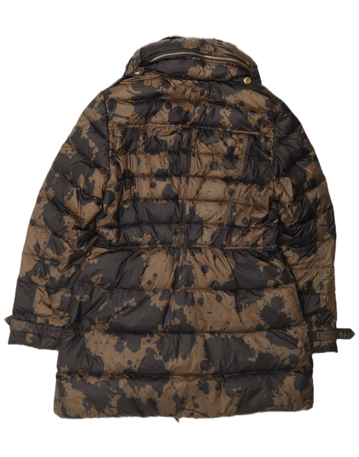 Burberry Abrigo acolchado estampado para mujer UK 18 XL Diseñador de camuflaje marrón