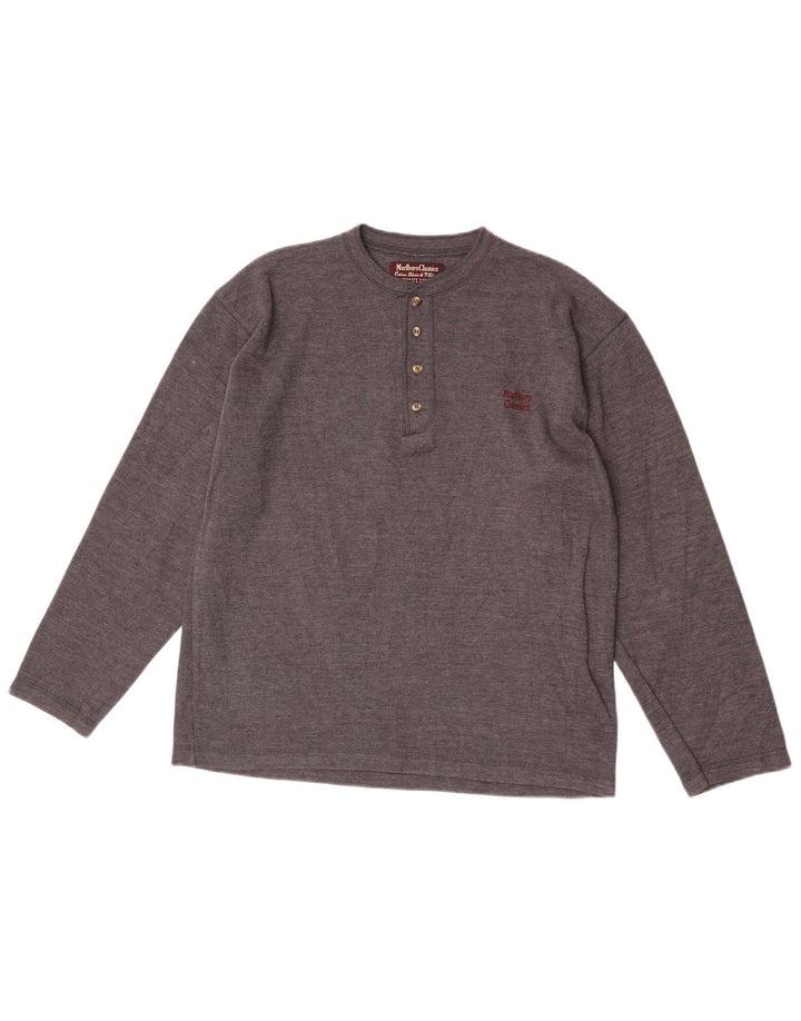 Marlboro Classics Top para hombre de manga larga de algodón gris grande