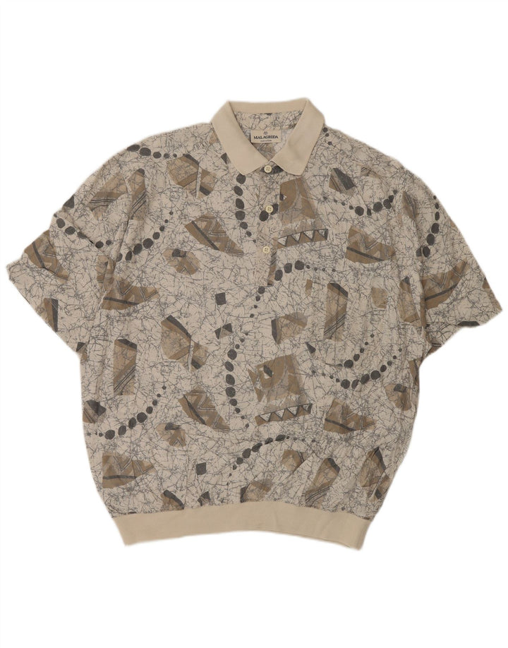 Malagrida Camisa tipo jersey de manga corta con estampado abstracto para hombre XL Gris Viscosa