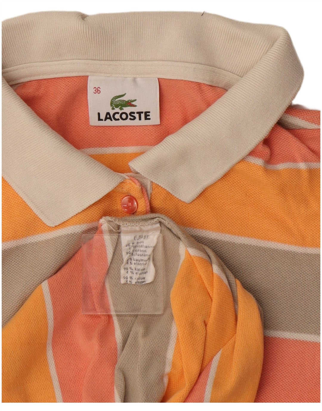 Polo Lacoste para mujer talla 36 pequeño algodón a rayas multicolor