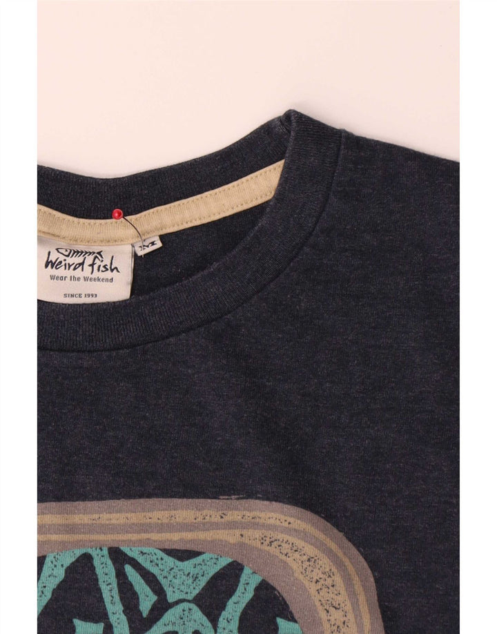 Weird Fish Camiseta gráfica para hombre Top Algodón azul marino mediano