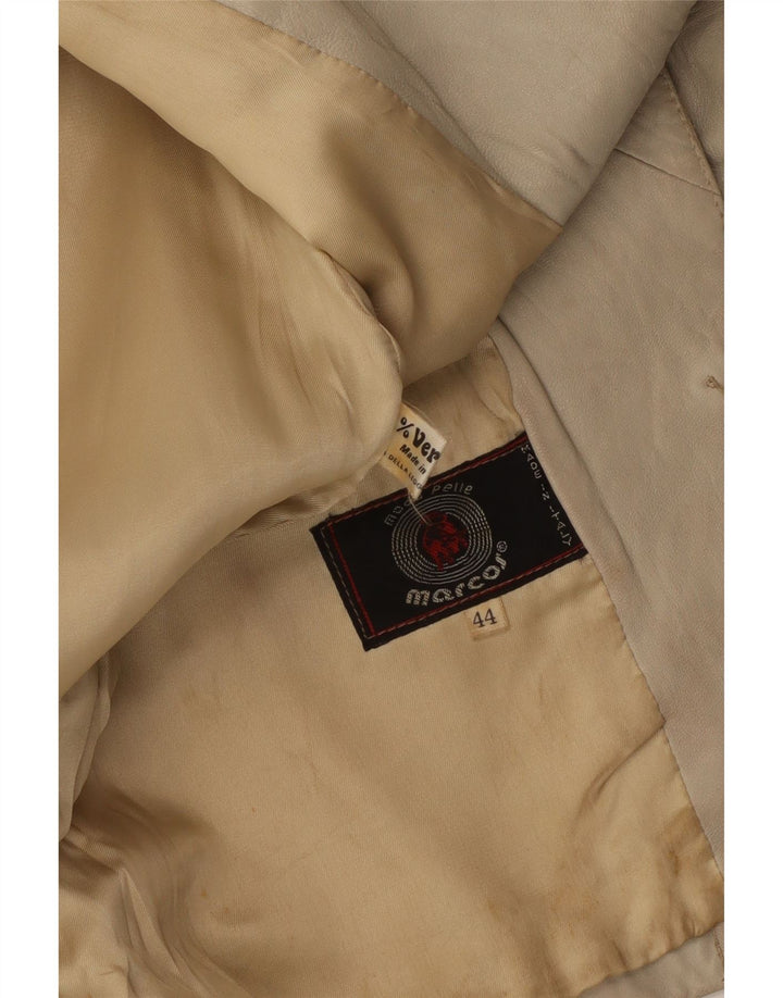 Marcos Chaqueta Blazer de Cuero con 2 Botones para Mujer IT 44 Cuero Beige Medio