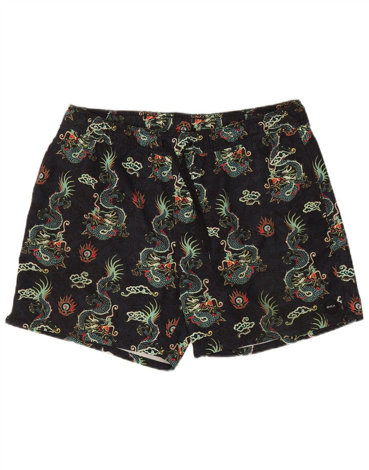 RVCA Bañador para Hombre con Estampado Abstracto XL, Poliéster Fair Isle Negro
