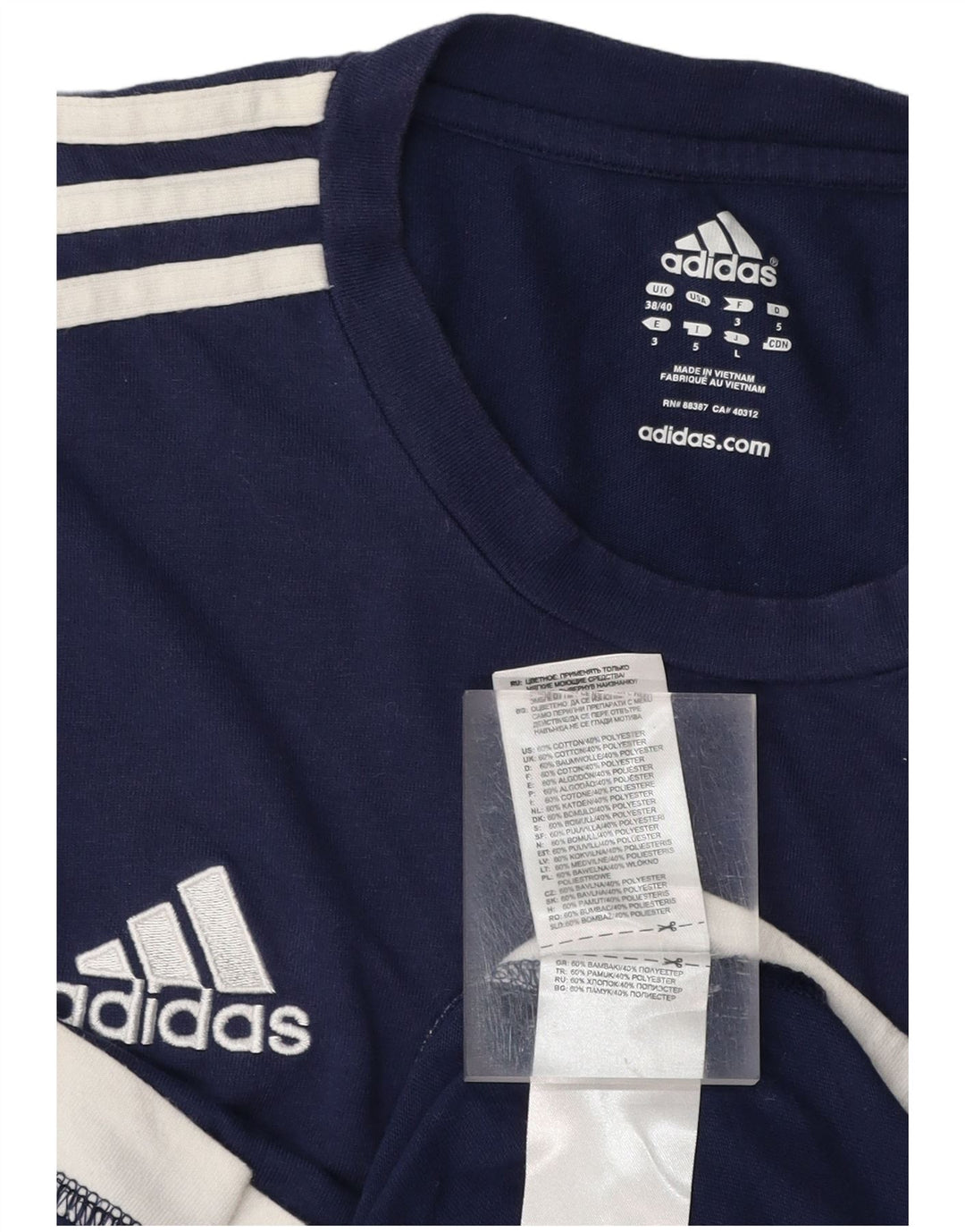 ADIDAS Camiseta Hombre Top UK 38/40 Medium Azul Marino Algodón
