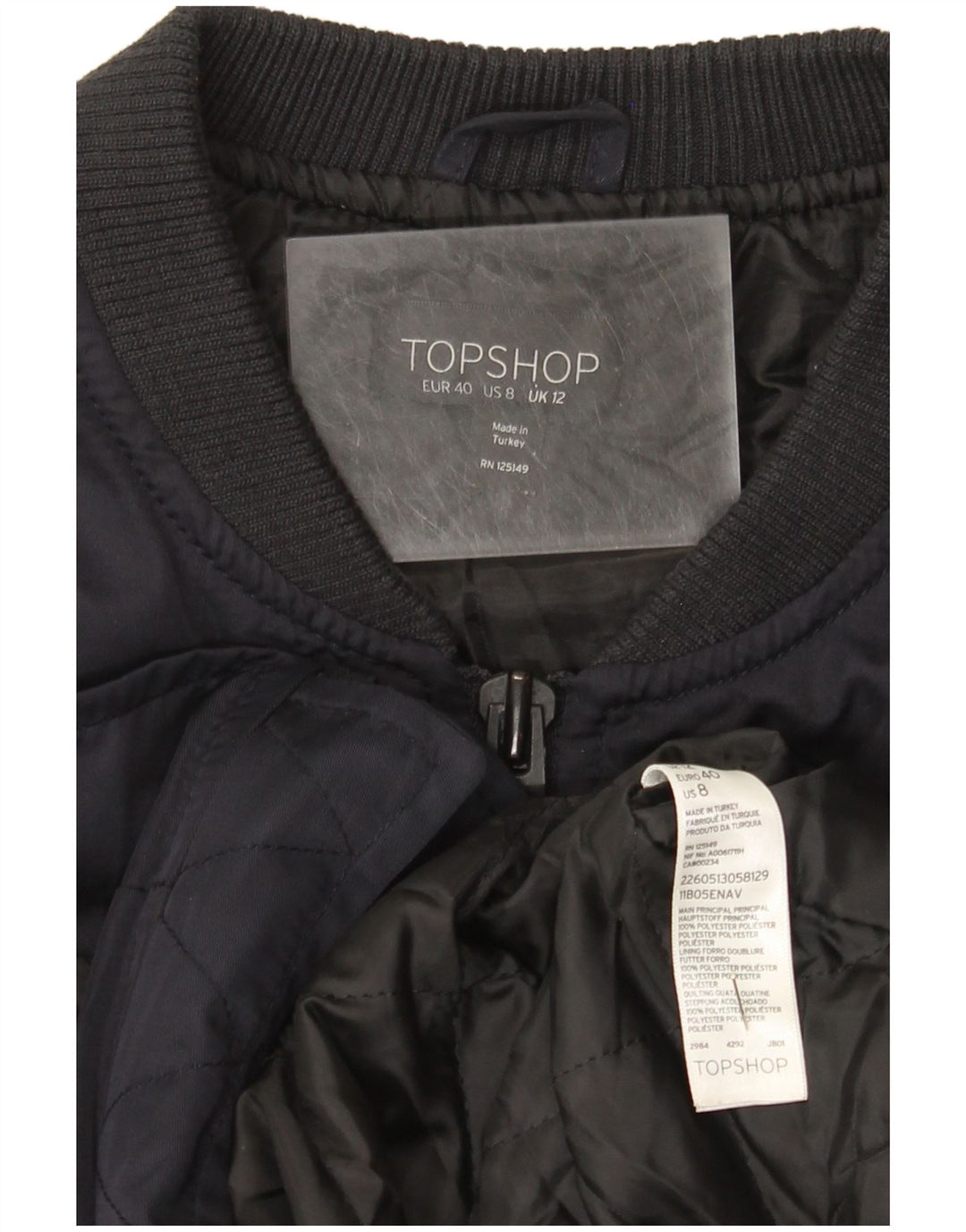 Topshop Chaqueta Bomber para Mujer UK 12 Mediana Azul Marino Poliéster