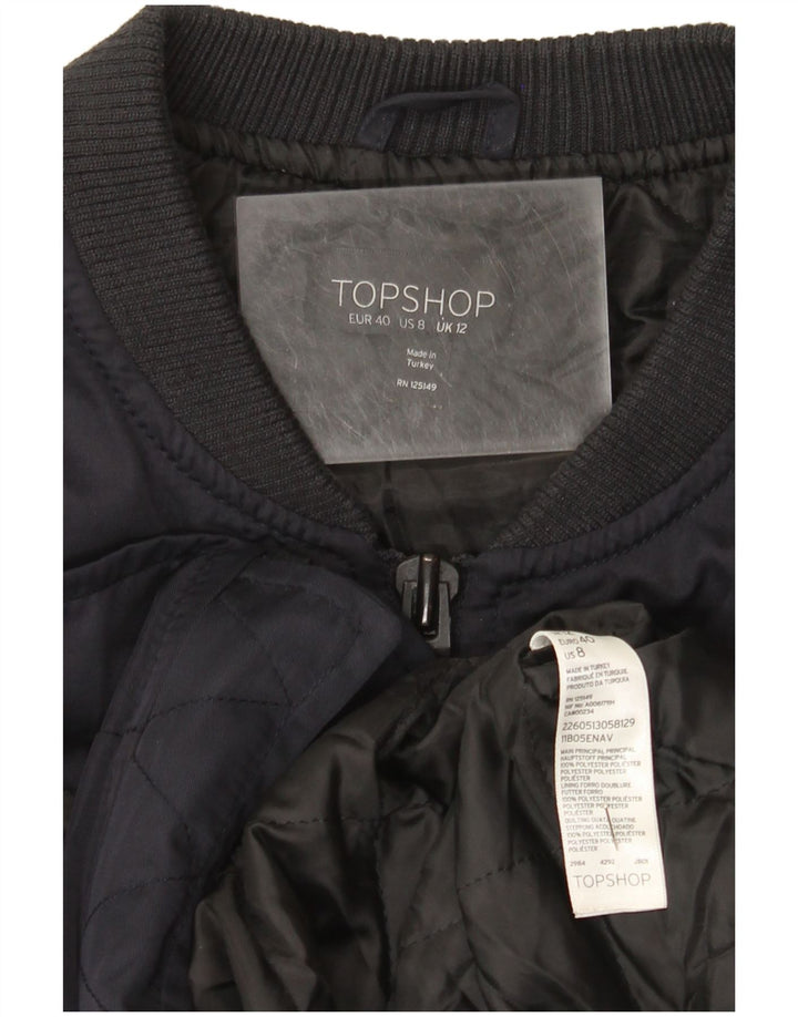 Topshop Chaqueta Bomber para Mujer UK 12 Mediana Azul Marino Poliéster