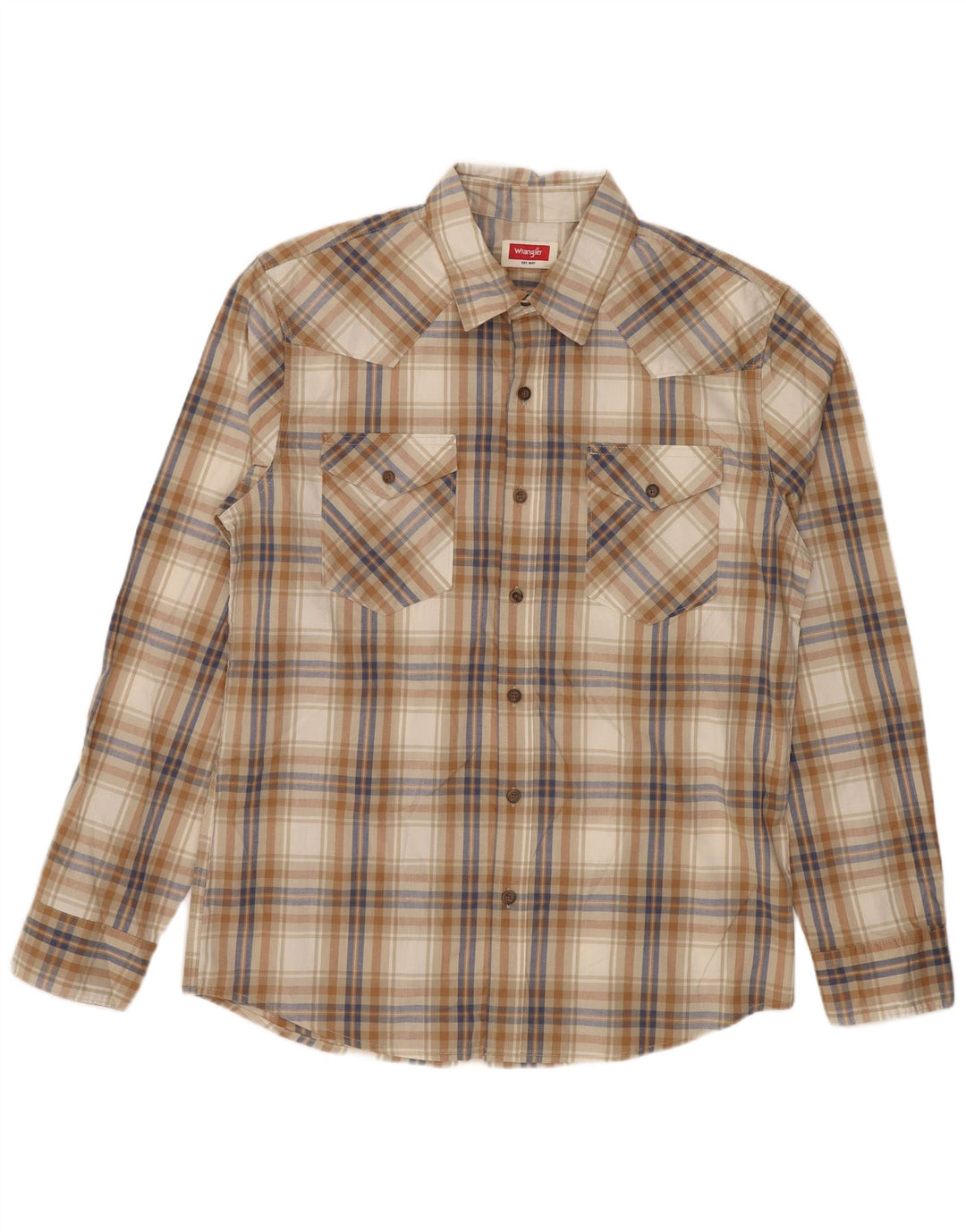 Camisa Wrangler Hombre Algodón A Cuadros Marrón Medio