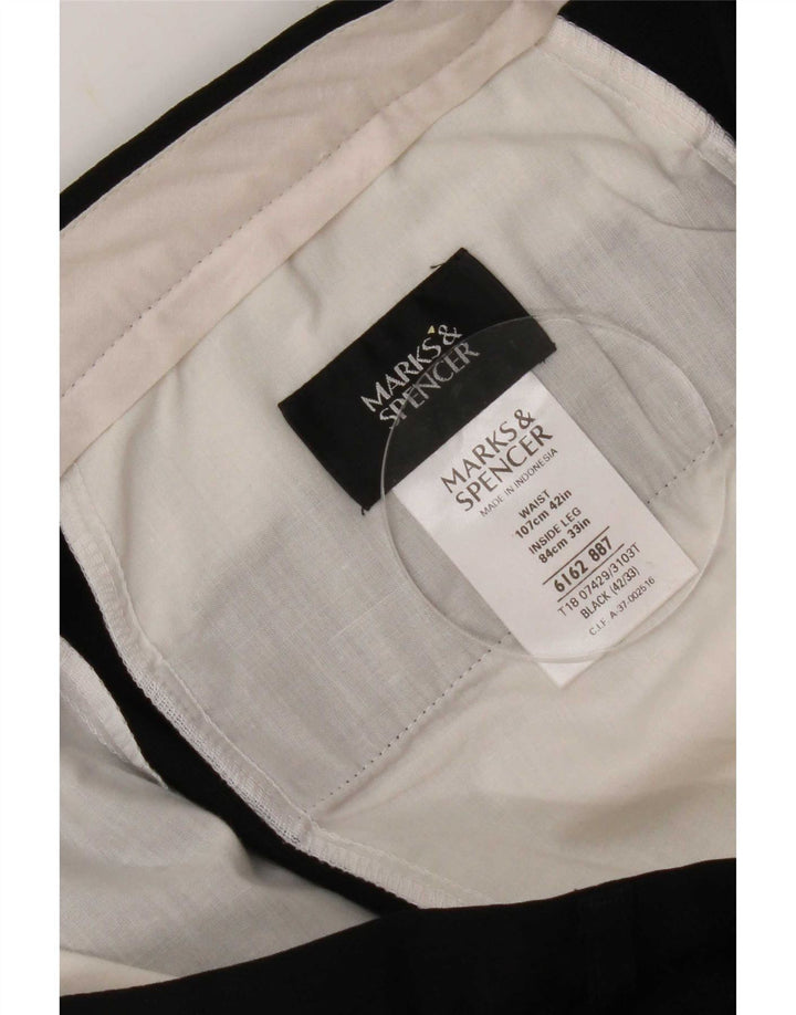 Marks & Spencer Pantalones capri para hombre W42 L23 Poliéster negro