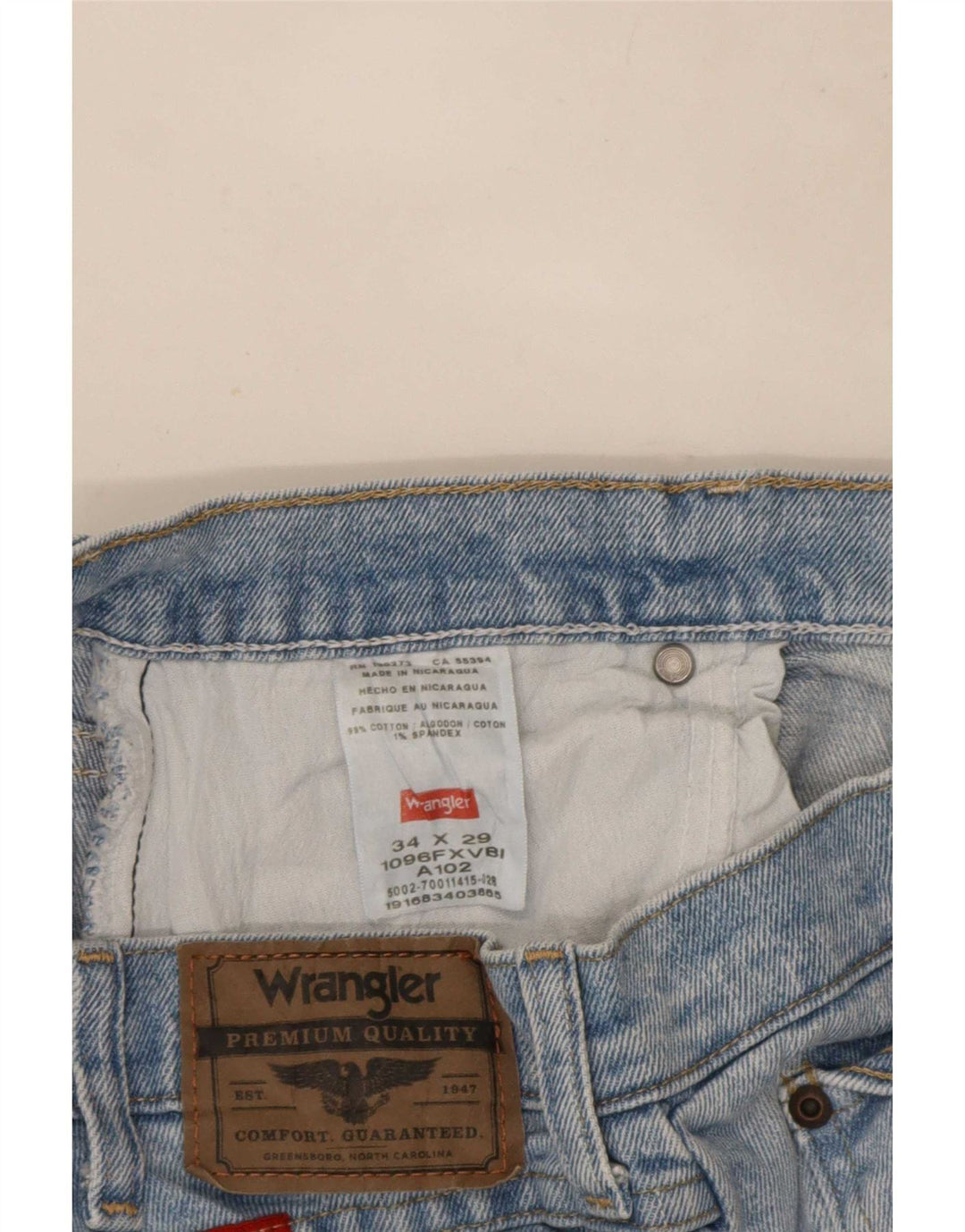 Wrangler Vaqueros recortados para hombre W34 L23 Algodón azul
