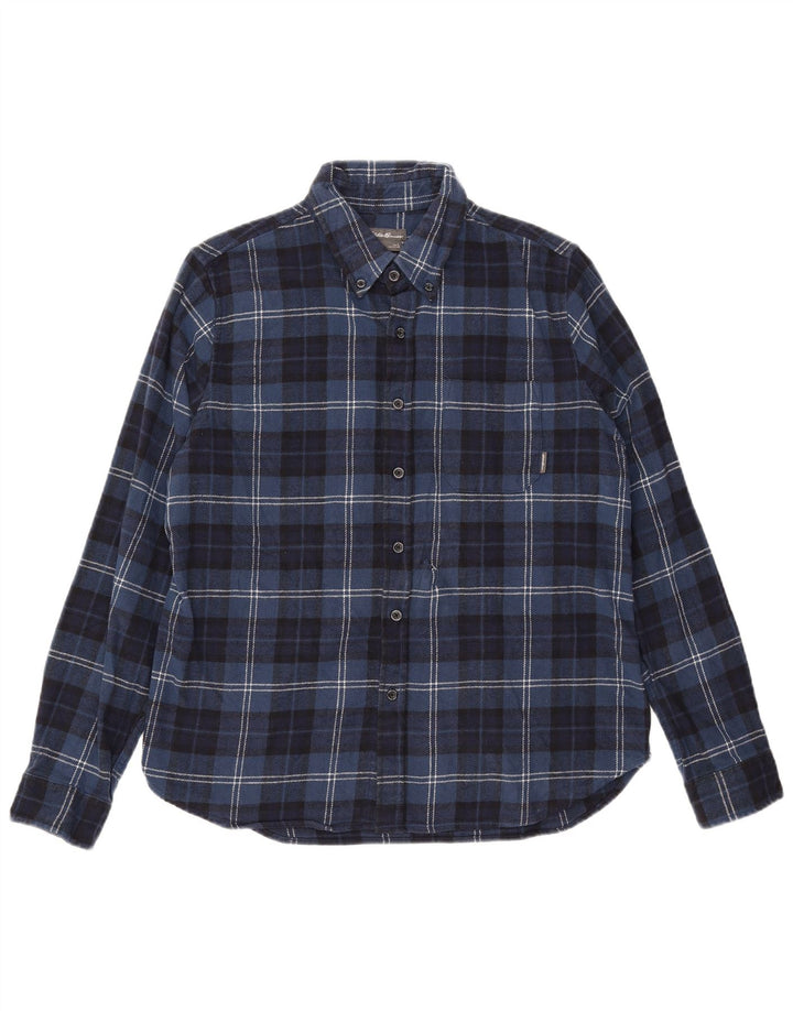 Eddie Bauer Camisa de franela para hombre Algodón a cuadros azul marino grande