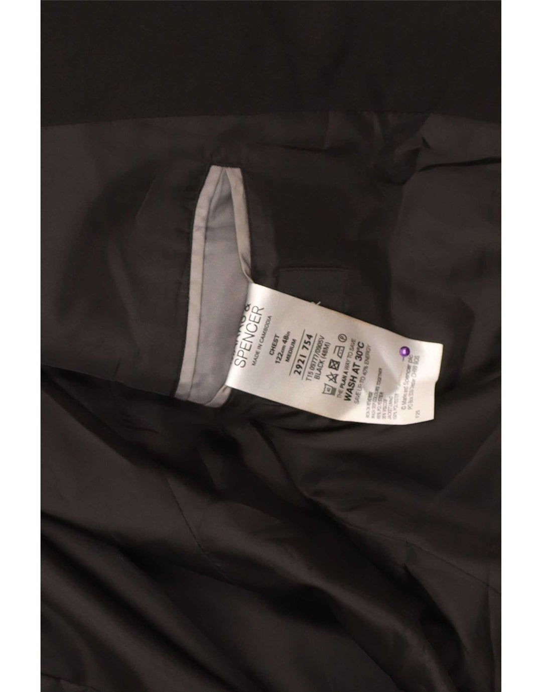 Marks & Spencer Chaqueta tipo blazer de 2 botones para hombre UK 48 2XL Poliéster negro