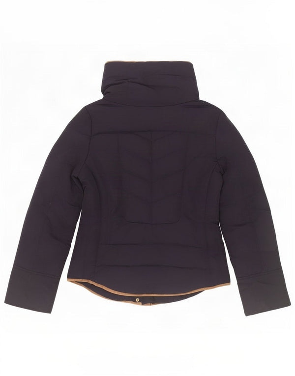 Zara Mujer Chaqueta Acolchada Con Capucha UK 10 Small Poliéster Azul Marino