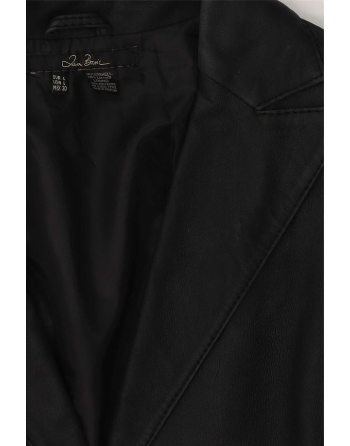 Zara Chaqueta Blazer de Cuero con 2 Botones para Mujer UK 46 Grande Negro
