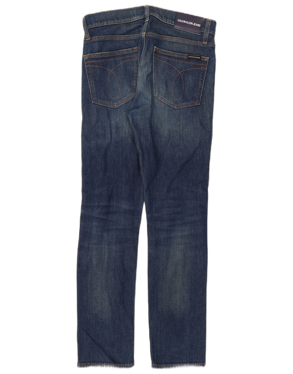 Calvin Klein Vaqueros Slim Desgastados para Mujer W28 L30 Algodón Azul