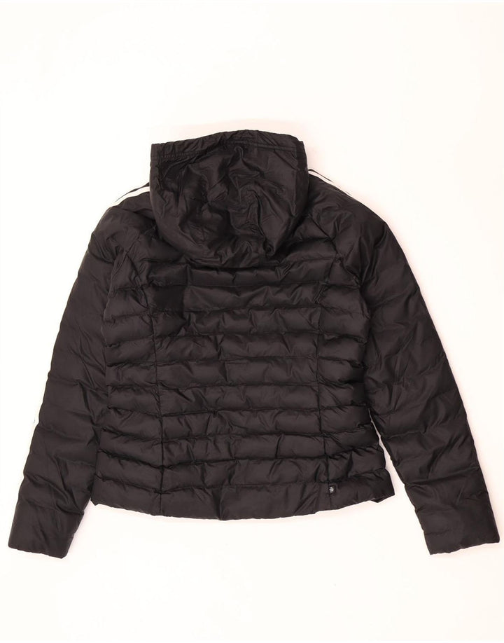Adidas - Chaqueta acolchada con capucha para mujer, talla 40, talla grande, poliamida negra