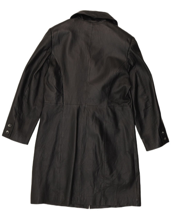 Vintage mujer cuero abrigo Reino Unido 14 cuero negro grande