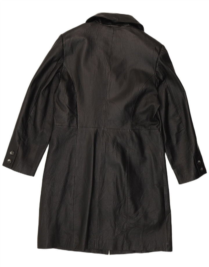 Vintage mujer cuero abrigo Reino Unido 14 cuero negro grande