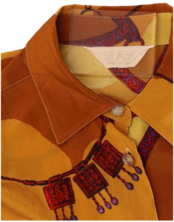 VINTAGE Blusa camisera extragrande para mujer IT 46 Bloque de color amarillo grande