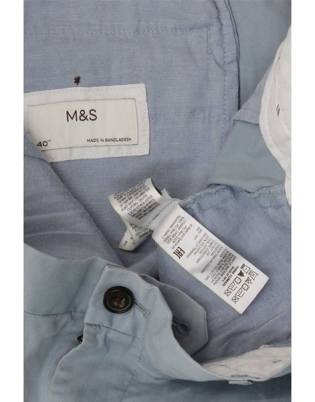 Marks & Spencer Pantalones cortos chinos para hombre W40 XL Algodón azul