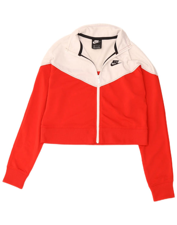 Nike Chaqueta de chándal corta holgada para mujer UK 10 Small Red Colourblock