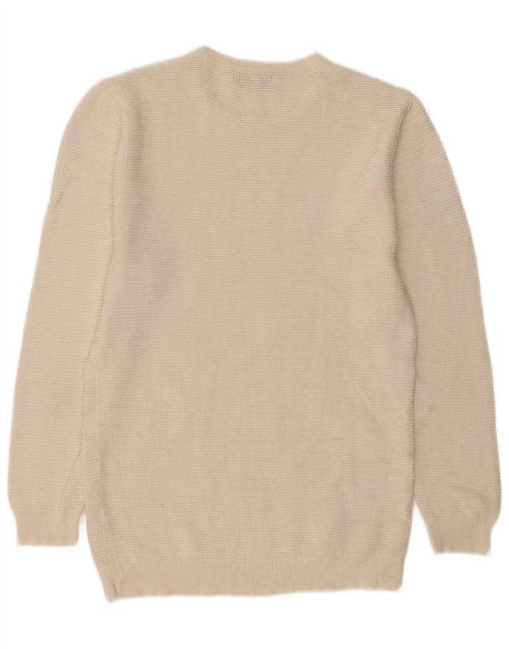 Zara Hombre Jersey De Cuello Redondo Jersey Grande De Algodón Blanco Roto