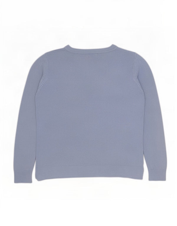 Marks & Spencer Womens Crop Boat Neck Jumper Sweater UK 14 Large Blue
