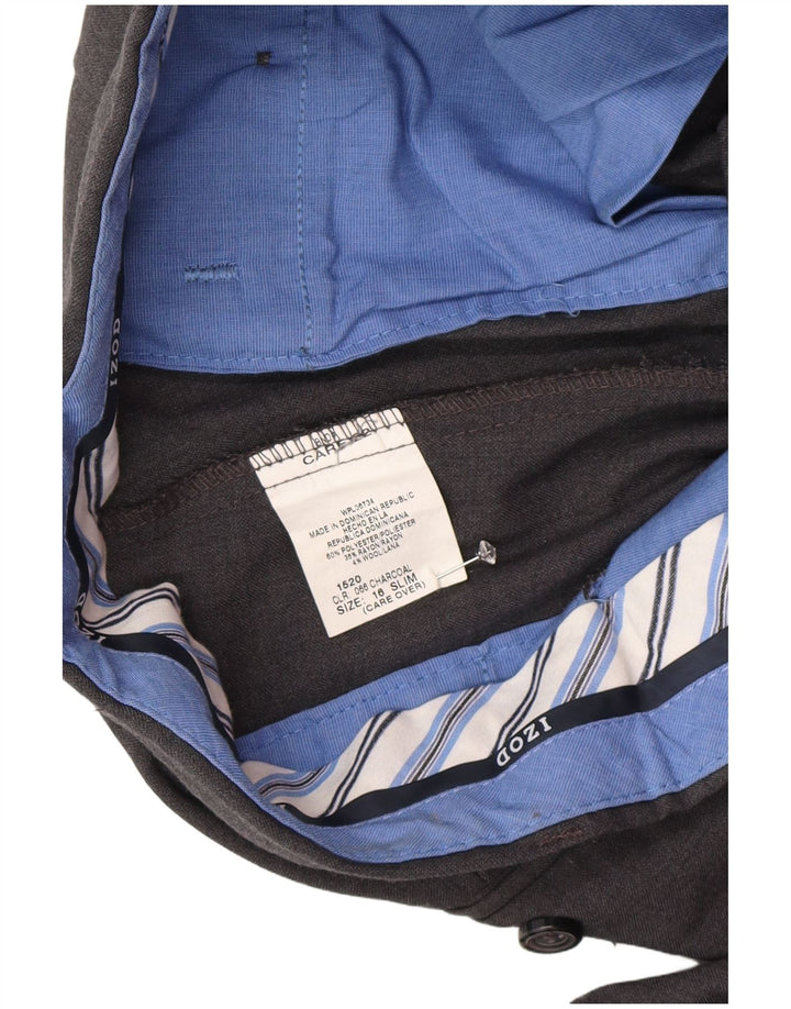 Izod Pantalón de Traje Slim para Niños 15-16 Años W26 L29 Gris Poliéster