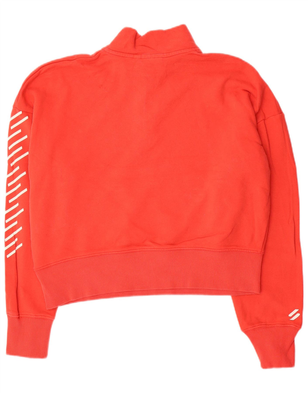 Superdry Mujer Crop Zip Neck Sudadera Jumper UK 40 Algodón Naranja Mediano