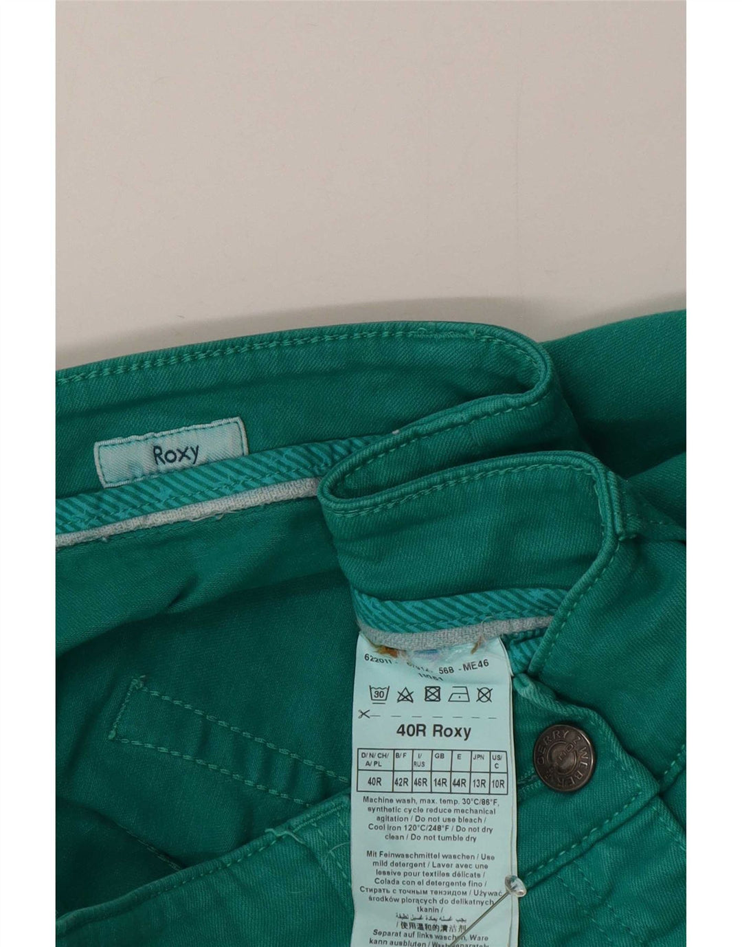 Vaqueros ajustados para mujer Roxy UK 14 Large W30 L30 Algodón verde
