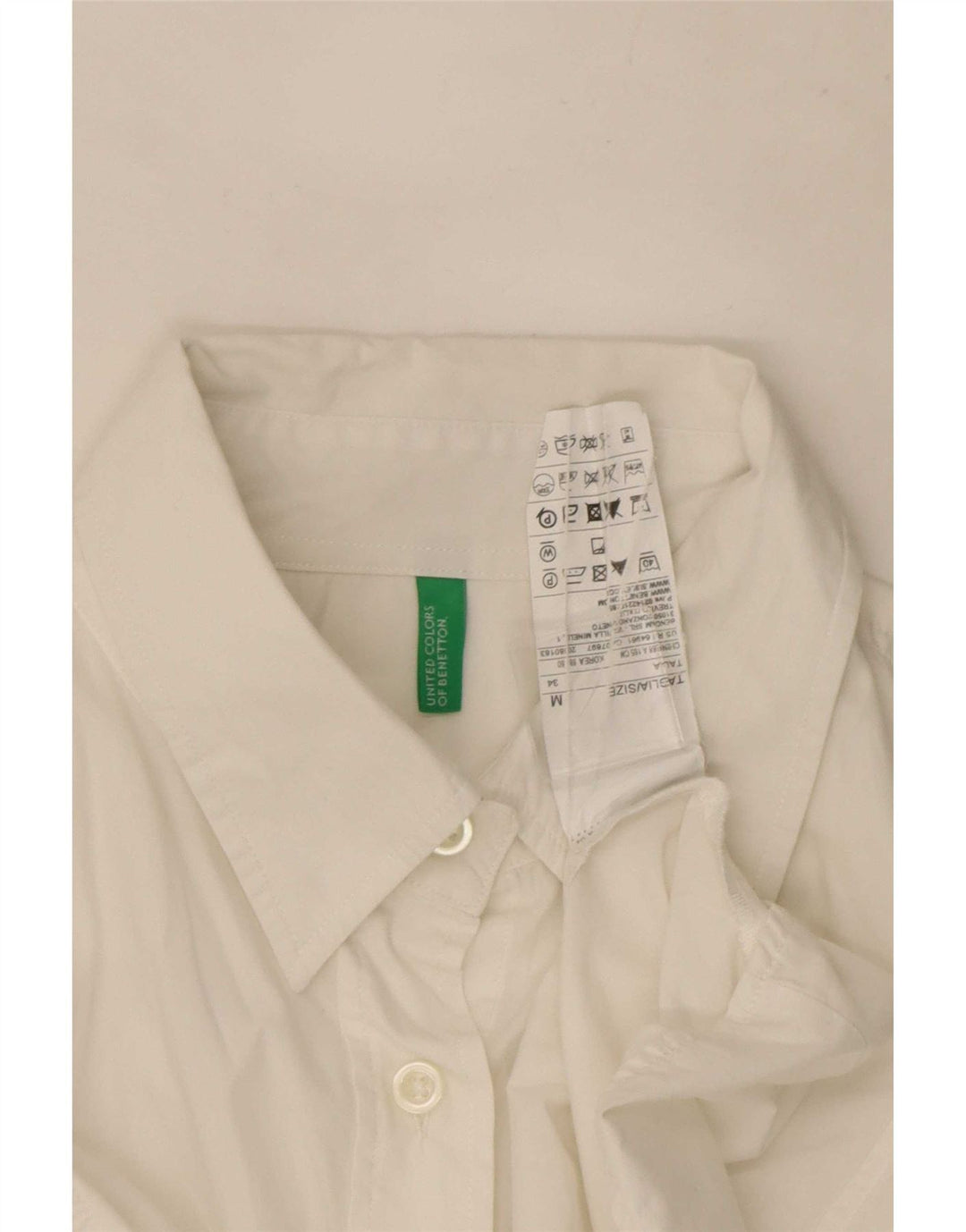 Camisa Benetton Mujer ES 44 Mediano Blanco Algodón